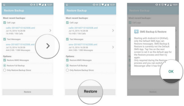 Restore SMS Message on Android