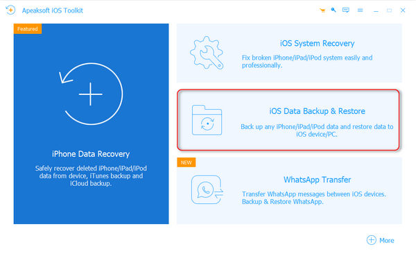 Launch Apeaksoft iOS Data Backup and Restore