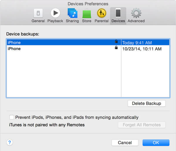 Check iTunes Encrypted Backup