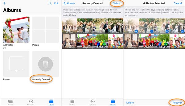 Recover Deleted Photos on iPhone from Recently Deleted Folder