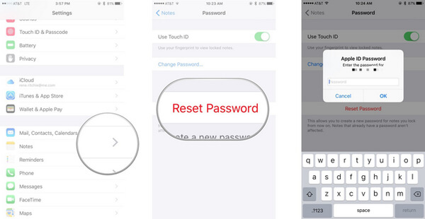 Reset iPhone Note Password