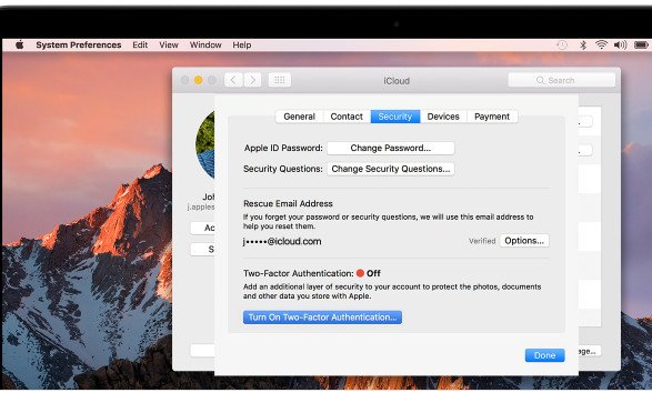 Set up two-factor Authentication on Mac