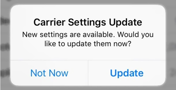 Carrier Settings Update on iPhone