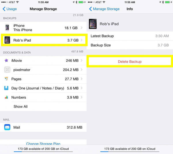 Delete iPhone backups from iCloud on iPhone