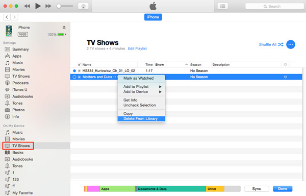 Delete TV Shows from iCloud via iTunes