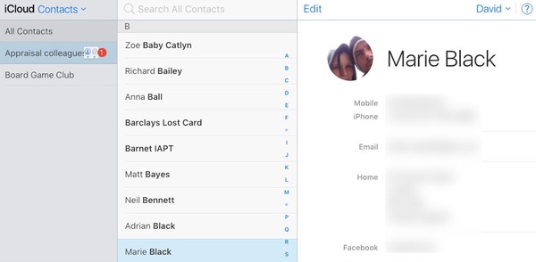Edit Contacts group