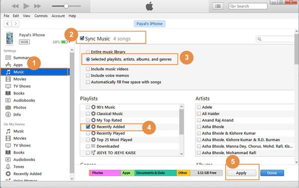Sync music from iTunes to new iphon