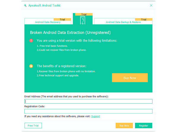 Rekisteröi Broken Broken Android Data Extraction