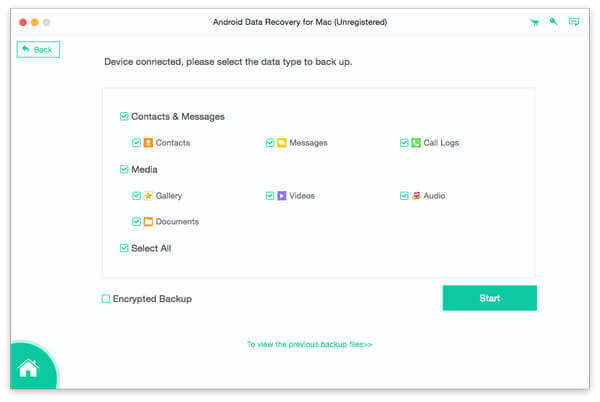 Select File Types from Android 