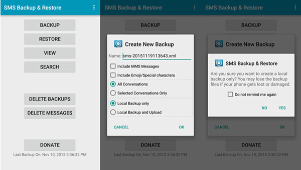 Backup SMS Message on Android
