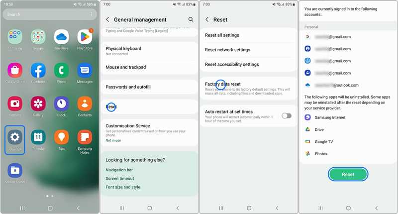 Factory Reset Samsung Settings
