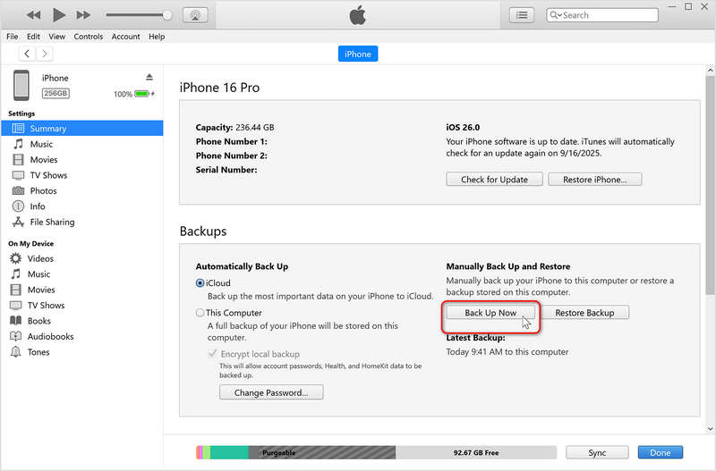 Back Up Imessages to iTunes