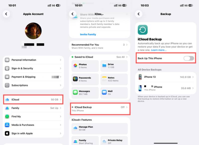 iCloud Zálohování iPhone
