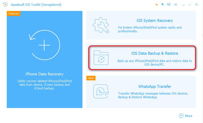 iOS Data Backup Restore Main Interface