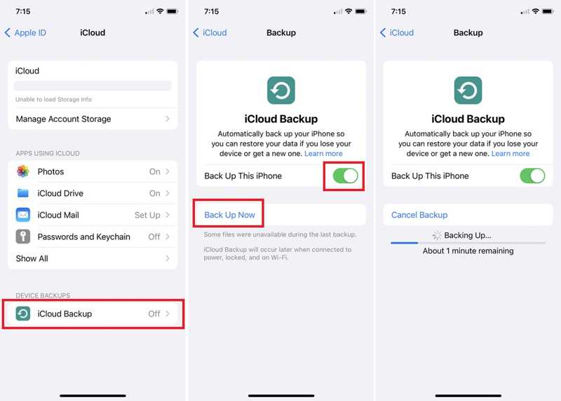 Maak een back-up van je iPhone via iCloud.