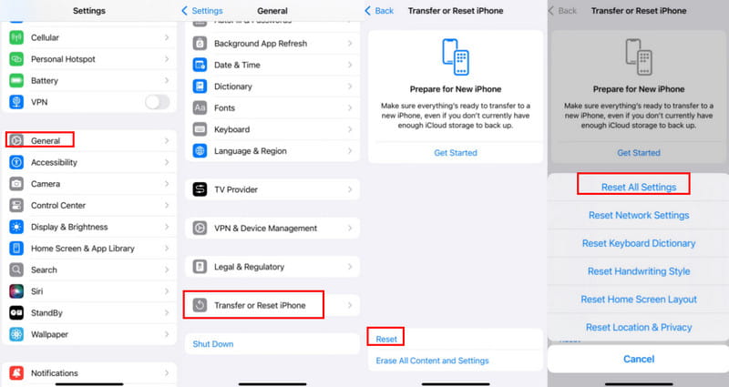Återställ alla inställningar
