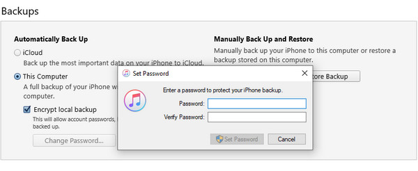 Définir le mot de passe de sauvegarde de l'iPhone