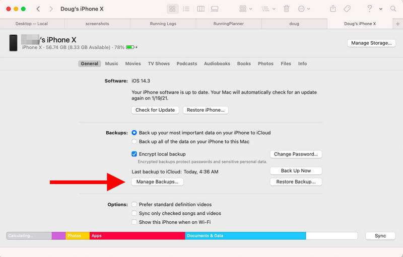 Open Backup Location Folder In Finder