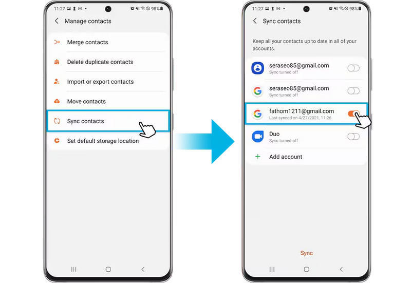 Zálohování kontaktů Samsungu do Googlu