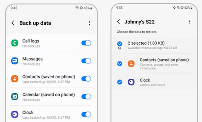 Zálohování kontaktů Samsung do Samsung Cloudu