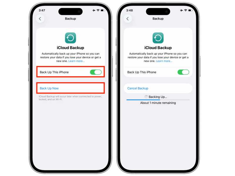 iCloudのバックアップ