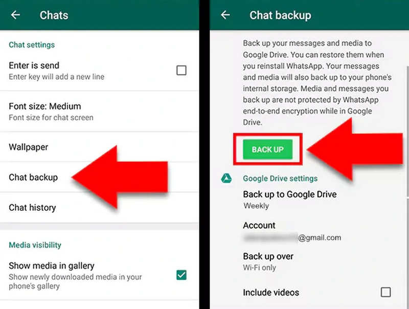 Back Up Whatsapp to Google Drive