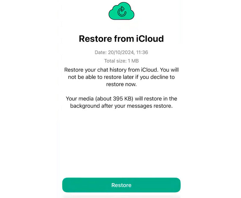 Gjenopprett Whatsapp-sikkerhetskopi