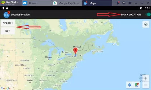 Définir l'emplacement