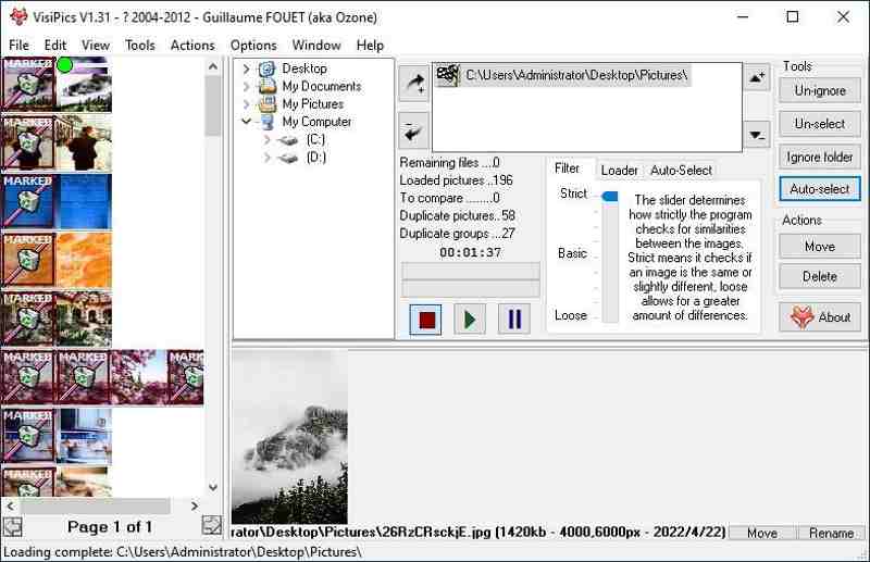 Visipics Duplicates Marked