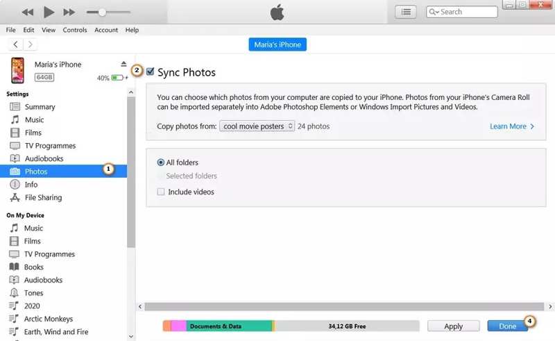 iTunes Sync-foton