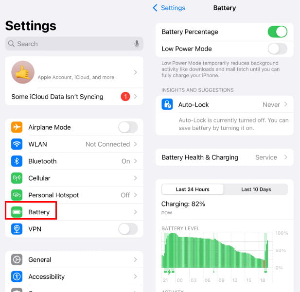 Utilisation de la batterie