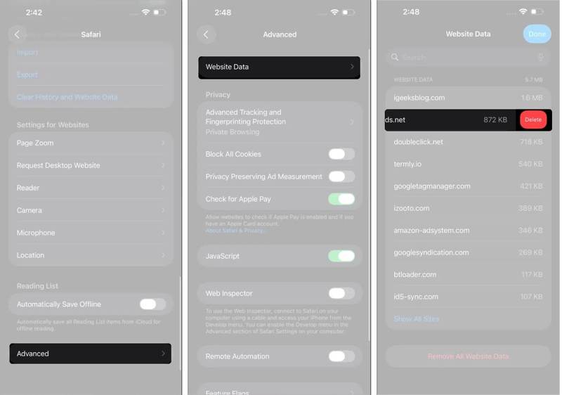 Supprimer le site Web