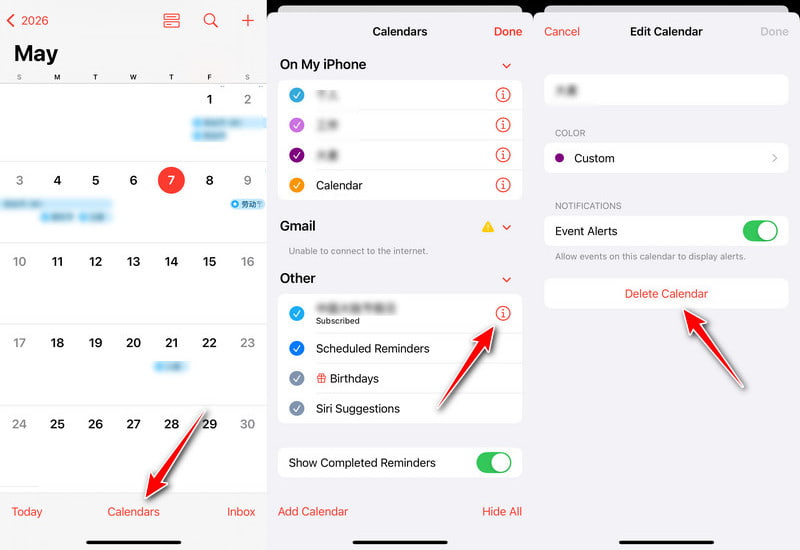 Delete Subscribed Calendar In The App
