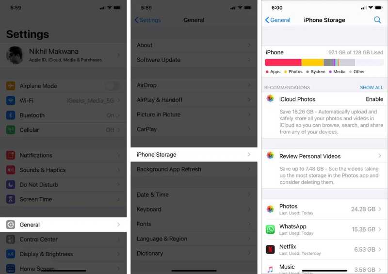 Проверьте папку «Документы и данные» на iPhone.