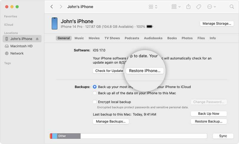 iPhoneを復元します。