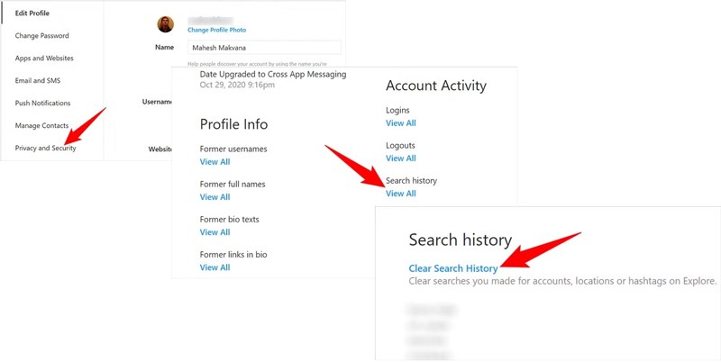 Delete Instagram History Desktop