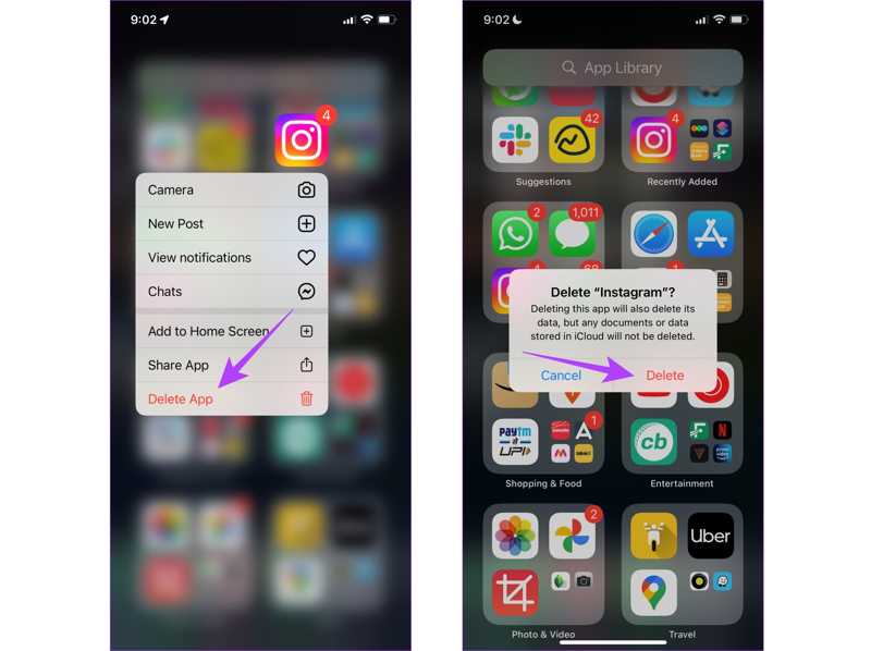 Ta bort Instagram iPhone