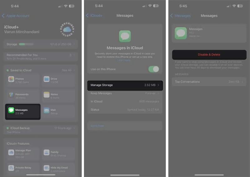 刪除 iCloud 簡訊