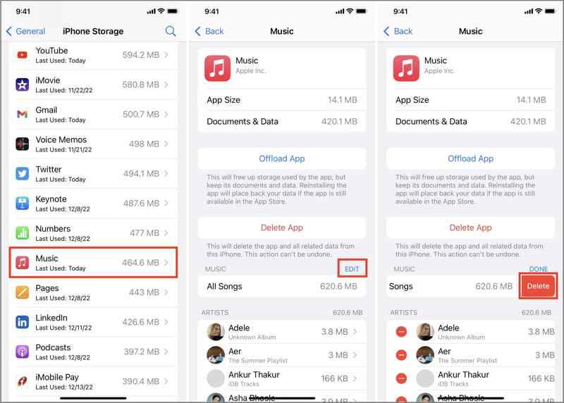 Zenei beállítások törlése