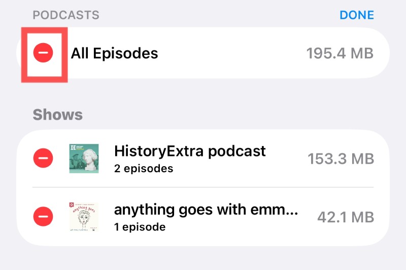 Delete All Podcasts