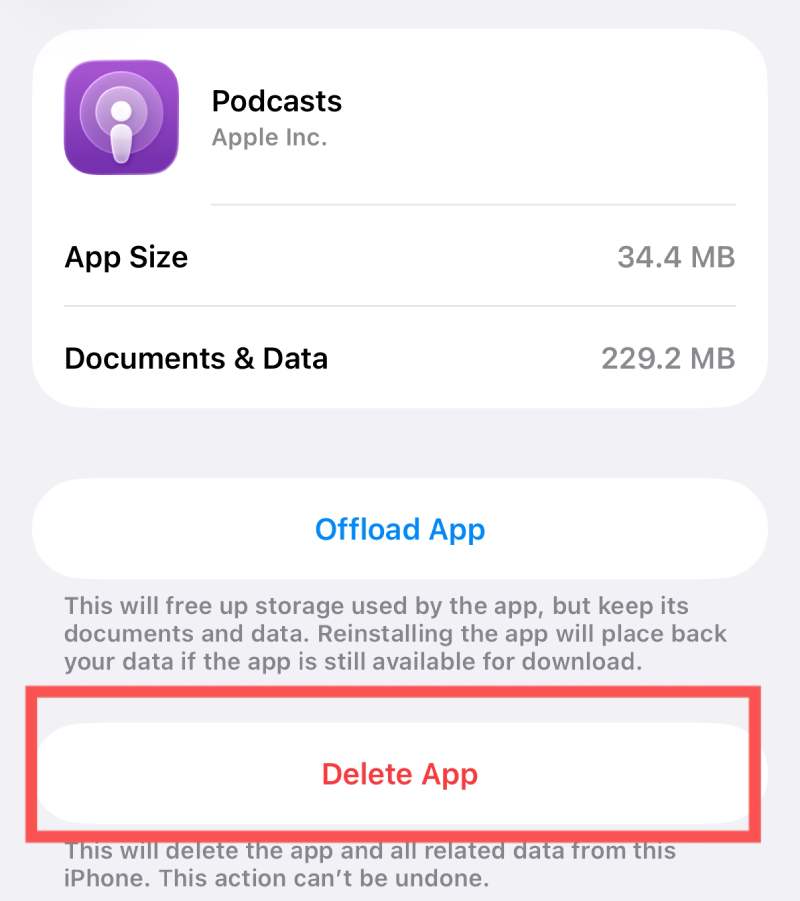 Delete Podcasts App
