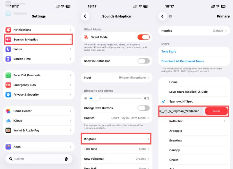 Delete Custom Ringtone