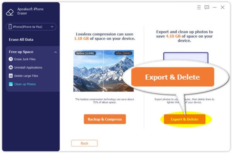 Sélectionnez Exporter Supprimer