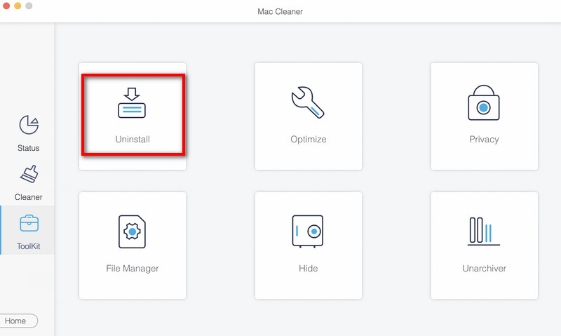ツールキットからアンインストールを選択します