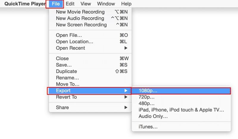 Convert MP4 to MOV Using Quicktime Player