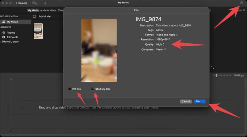 Export MP4 iMovie