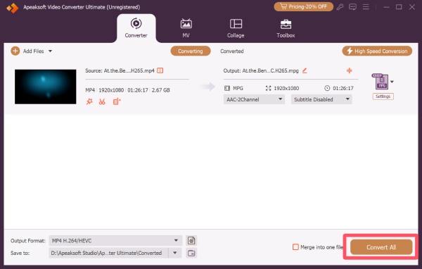 MP4 vers MPG Apeaksoft
