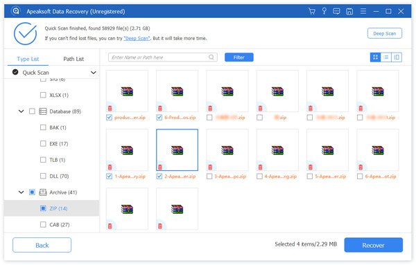 Gjenopprett slettede zip-filer
