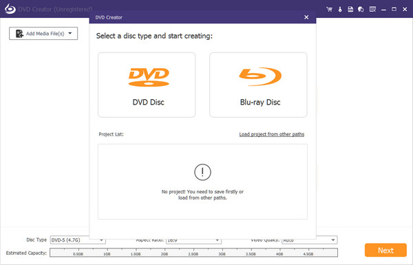 DVD Creator-interface