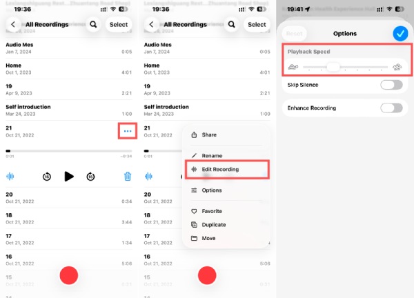Hangjegyzet szerkesztése Beállítás